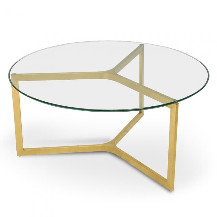 Janet 85cm Glass Round Coffee Table - Gold Base